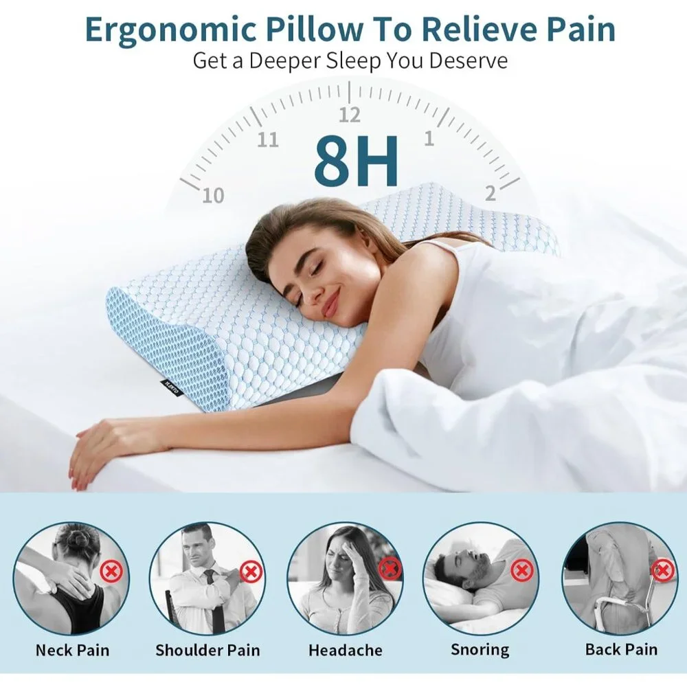 Cervical Pillow for Neck Pain Relief, Contour Memory Foam Pillows for Sleeping, - Picture 3 of 7
